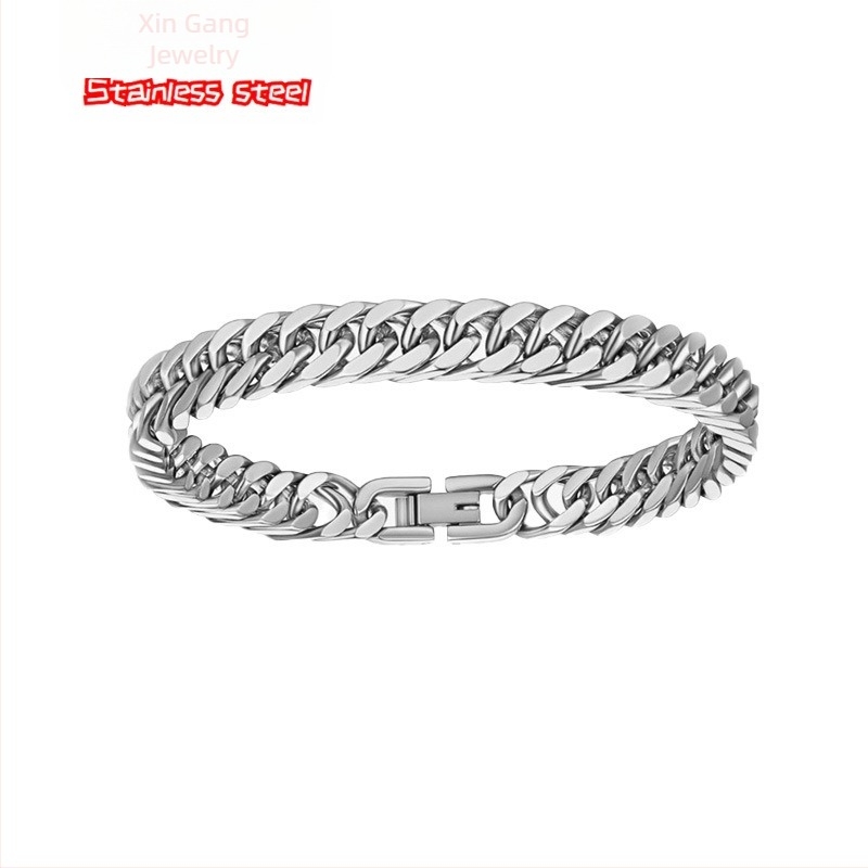 Brățară pentru bărbați din oțel de titan, finisaj lustruit, formă neobișnuită, lansare primăvara 2025.