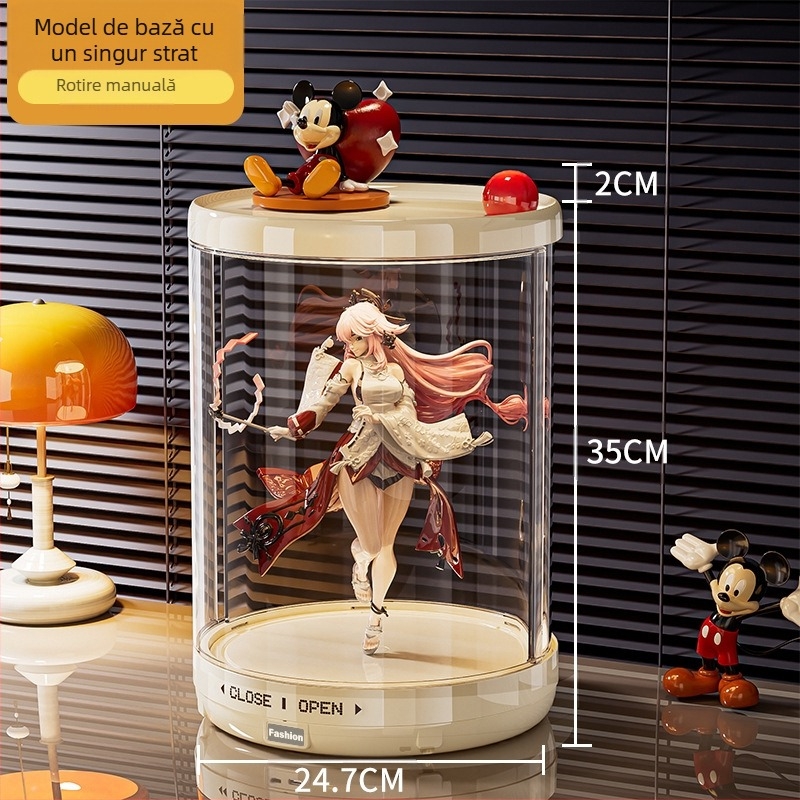 Cutie de depozitare figuri cu capac transparent rezistent la praf, dulap de expunere Labubu, 35 L capacitate, plastic, cu divizii, poate fi stivuit, model XL-8531/8532