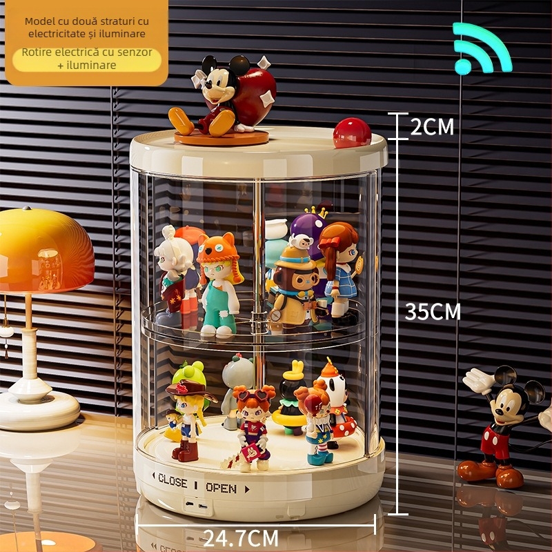 Cutie de depozitare figuri cu capac transparent rezistent la praf, dulap de expunere Labubu, 35 L capacitate, plastic, cu divizii, poate fi stivuit, model XL-8531/8532