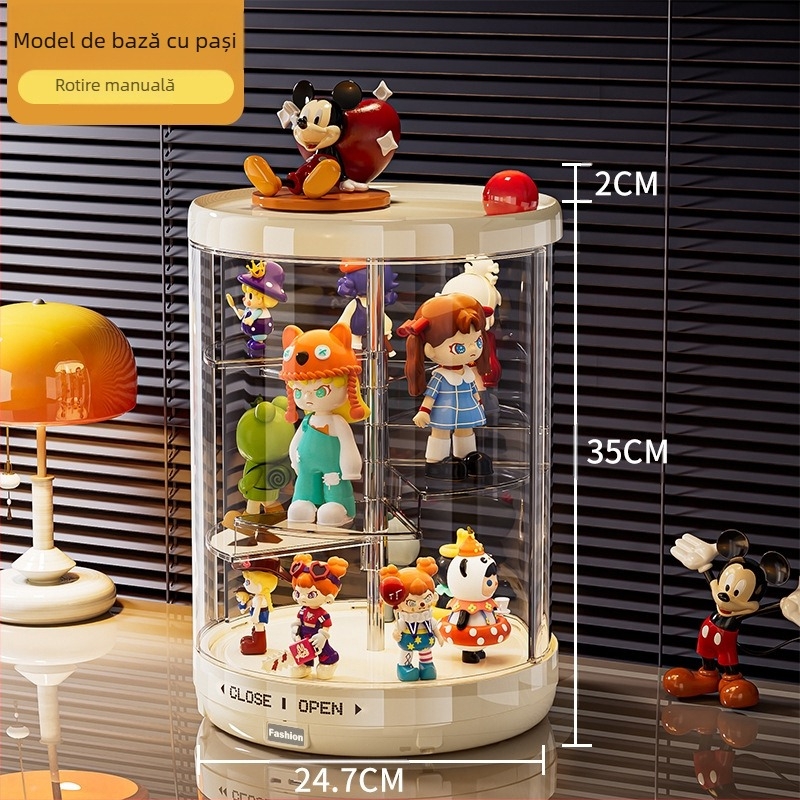 Cutie de depozitare figuri cu capac transparent rezistent la praf, dulap de expunere Labubu, 35 L capacitate, plastic, cu divizii, poate fi stivuit, model XL-8531/8532