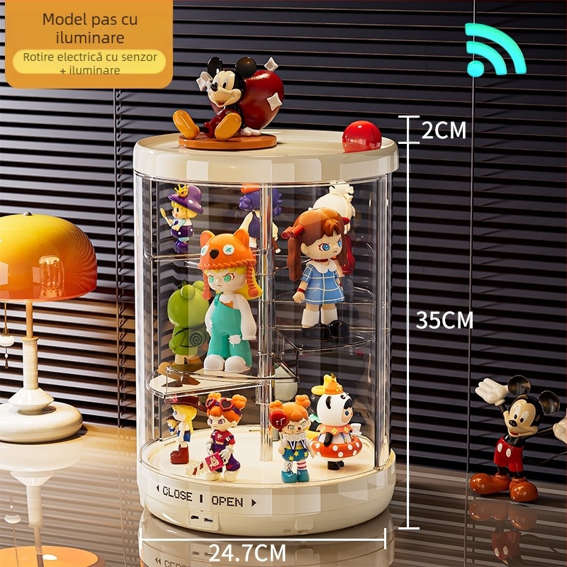 Cutie de depozitare figuri cu capac transparent rezistent la praf, dulap de expunere Labubu, 35 L capacitate, plastic, cu divizii, poate fi stivuit, model XL-8531/8532