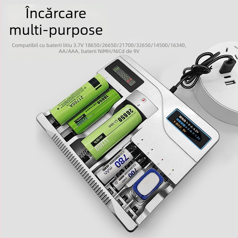 Încărcător USB pentru baterii Li-ion și NiMH, ieșire dublă 4.2V/1A și 1.2V/1A, intrare 5V, CE/ROHS