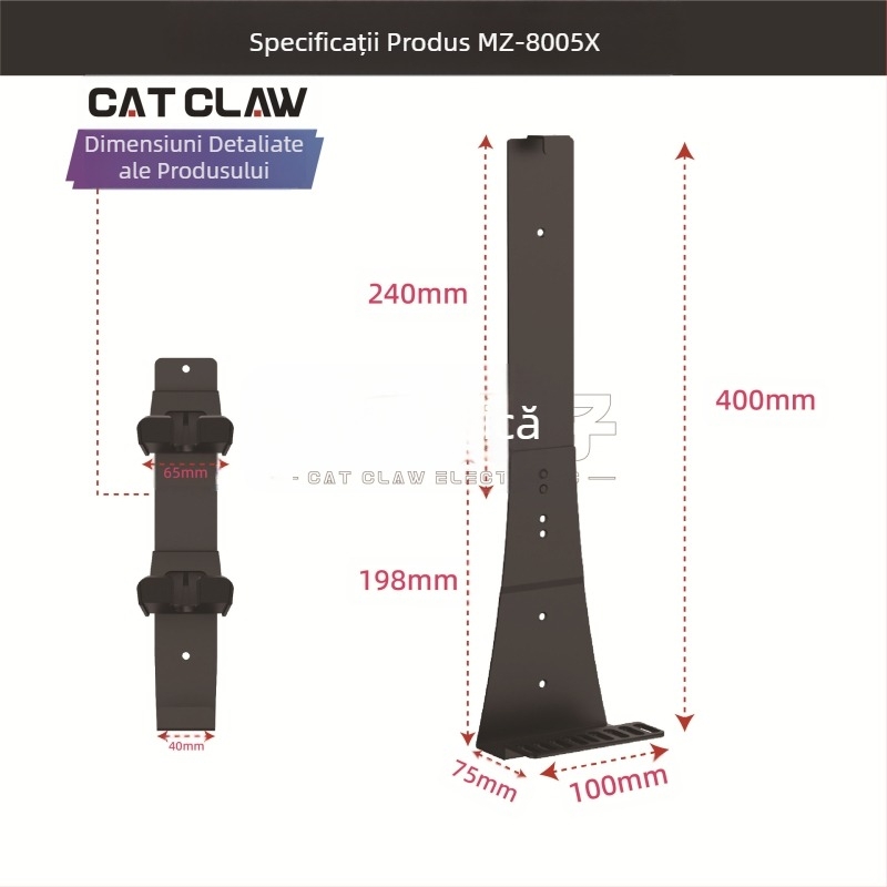 Suport de perete pentru jocuri PS5/PS5 Pro/PS5 Slim cu spațiu pentru controler și căști, construcție metalică, model MZ-8005X, greutate 900 g
