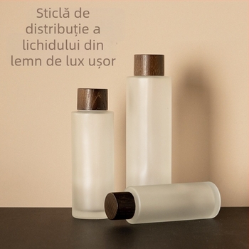 Sticlă pentru ulei esențial cu sticlă mată, capac din lemn de frasin, etichetă personalizabilă, toleranță ±0.5 ml