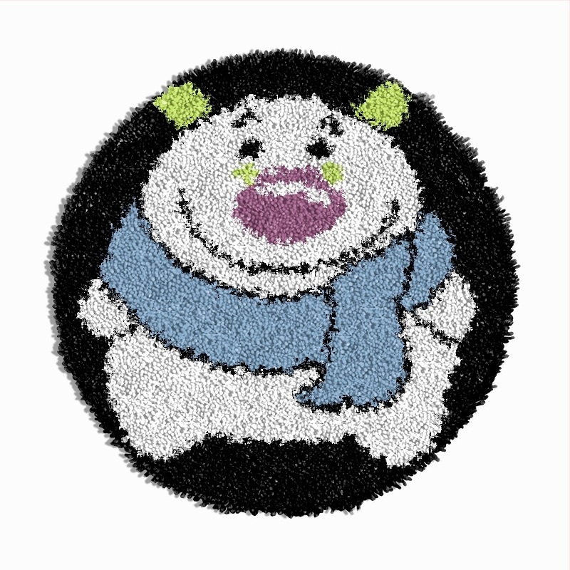 Kit de broderie pentru pernă circulară cu animale | fibră acrilică | model desen animat | kit de broderie cu cruce | pentru sufragerie, dormitor, camera copiilor