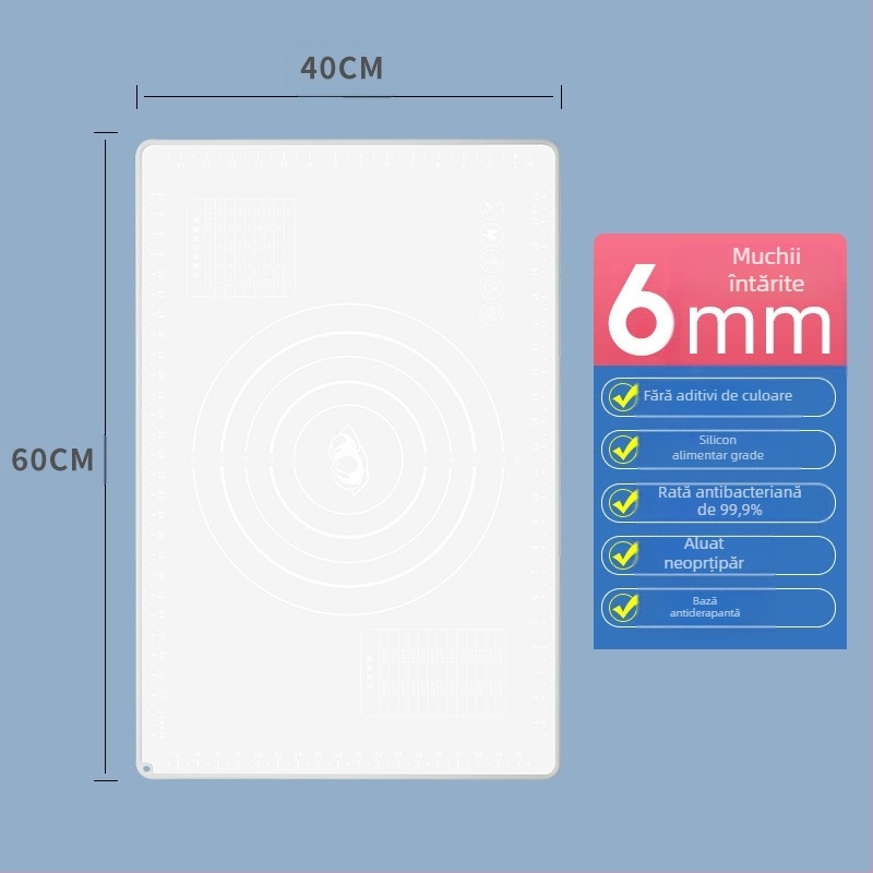 Seminex Covoraș din silicon pentru frământat aluat – Calitate alimentară, Gros, Antiadherent, Cu scală de măsurare și opțiune de logo personalizat