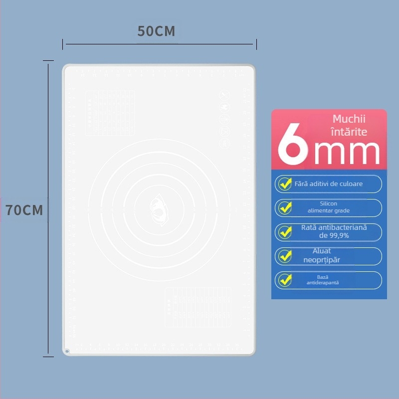 Seminex Covoraș din silicon pentru frământat aluat – Calitate alimentară, Gros, Antiadherent, Cu scală de măsurare și opțiune de logo personalizat
