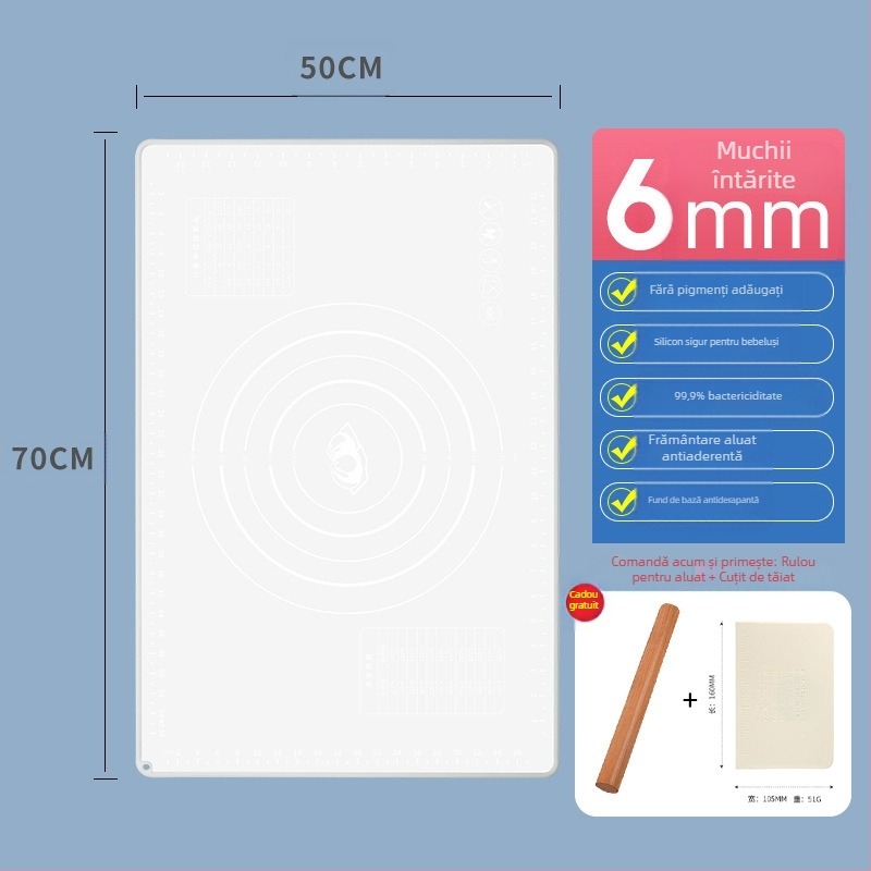 Seminex Covoraș din silicon pentru frământat aluat – Calitate alimentară, Gros, Antiadherent, Cu scală de măsurare și opțiune de logo personalizat