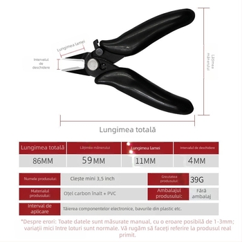 Clește diagonale pentru modele Gundam, oțel cu carbon înalt, 39 g, QST EXPRESS
