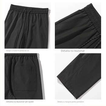 Pantaloni casual, croială lejeră, talie medie, primăvară, poliester, amestec fibre chimice, pentru bărbați