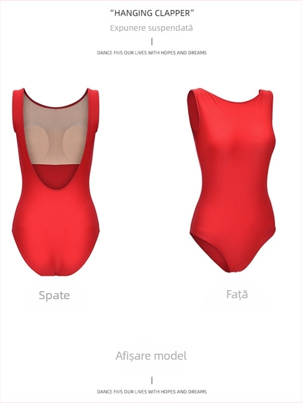 Unitard de balet pentru antrenament – amestec de nailon cu căptușeală din mătase de lapte, pentru femei adulte, culoare solidă, pentru dans și gimnastică