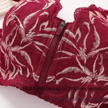 Sutien cu închidere frontală pentru femei cu sâni mici, push-up, cupă 3/4, cupă subțire modelată, material din bumbac, bretele fixe duble