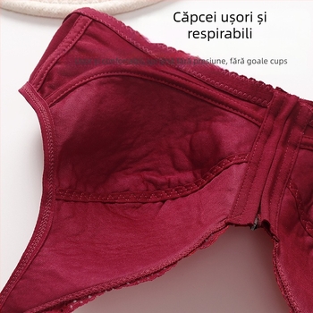 Sutien cu închidere frontală pentru femei cu sâni mici, push-up, cupă 3/4, cupă subțire modelată, material din bumbac, bretele fixe duble