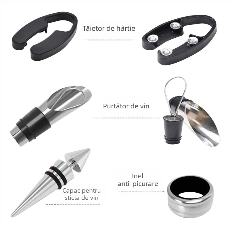 Set din oțel inoxidabil, în formă de cal marin, pentru deschizătoare de vin și bere – set de băuturi multifuncțional, brand Five, 5 componente, 5 kituri, lansat vara 2013