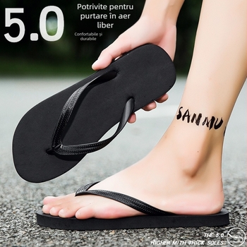Flip-flopuri pentru bărbați, partea superioară din PVC, talpă din PE, stil casual cu degete deschise, tehnologie a talpii din cauciuc adeziv