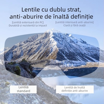 Set ochelari ski cilindric cu strat dublu, antifog, protecție UV, rezistenți la vânt, cu dioptrii reglabile