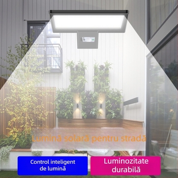 Stâlp LED solar pentru stradă, lampă exterior integrată, senzor de mișcare, IP65 impermeabil, 3W, durată de viață 50.000 ore