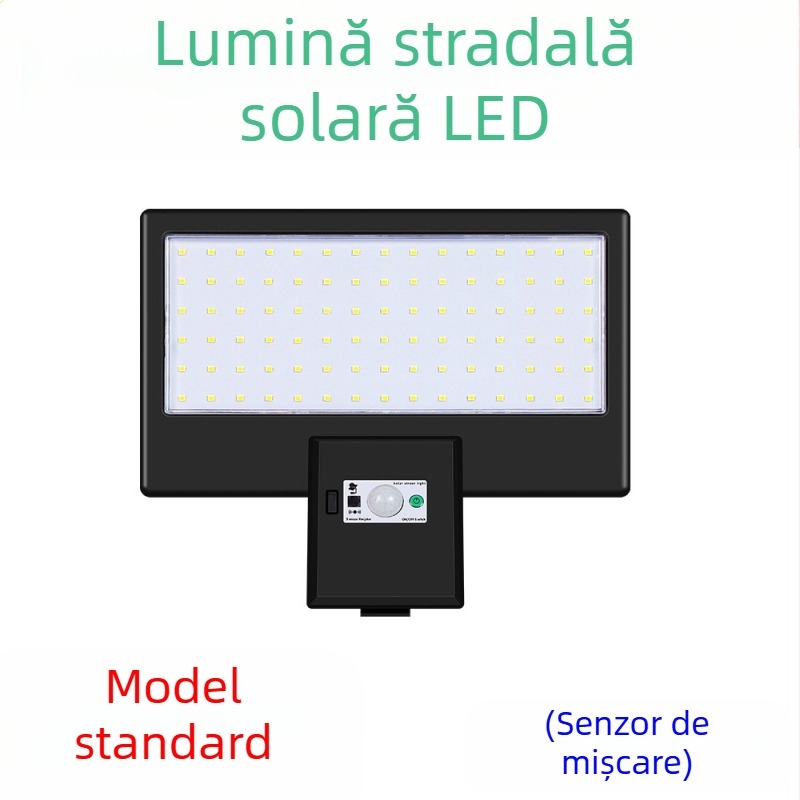 Stâlp LED solar pentru stradă, lampă exterior integrată, senzor de mișcare, IP65 impermeabil, 3W, durată de viață 50.000 ore