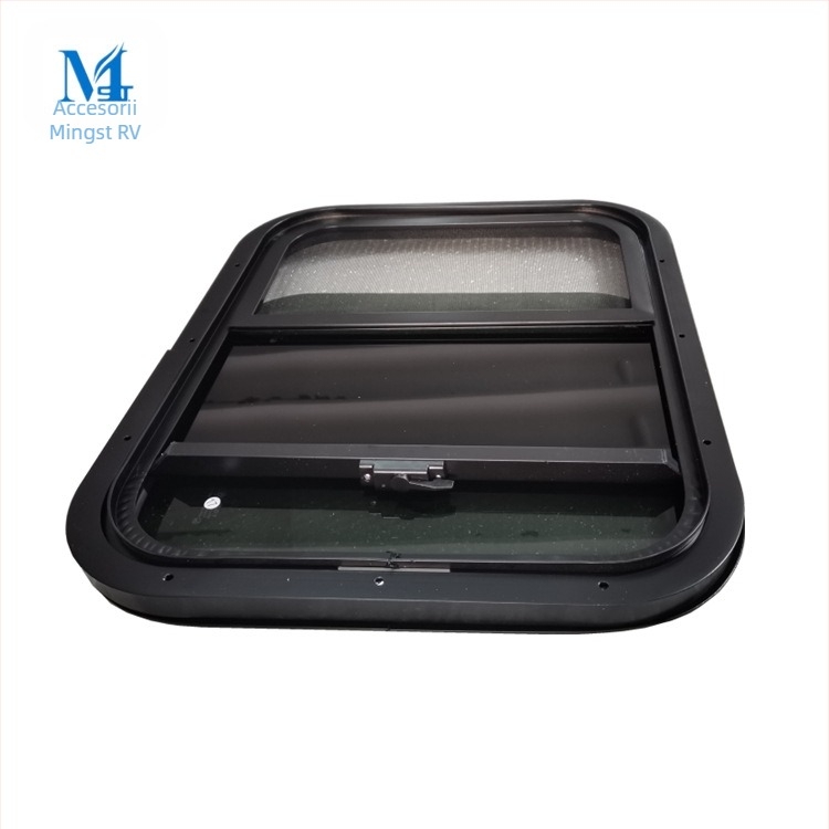 Geam auto din aliaj de aluminiu cu ecran interior, fereastră glisantă pentru RV — Brand Minsk, Model 20200818, Materiale: aliaj de aluminiu, sticlă securizată
