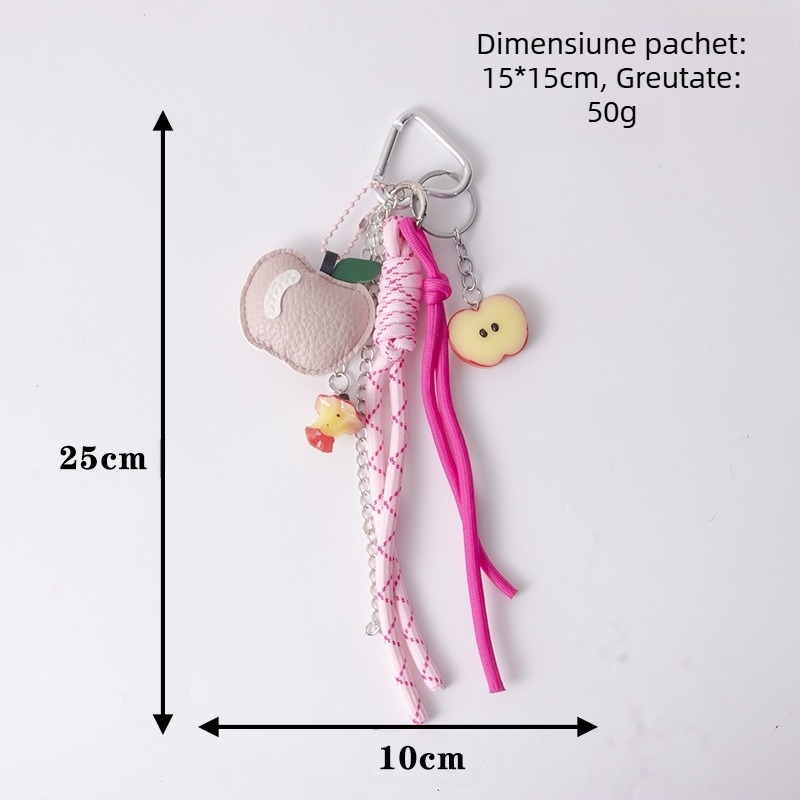 Pandantiv pentru geantă cu fruct de măr, sfoară împletită, PU, Blessed Jewelry, Jinhua, Primăvara 2025