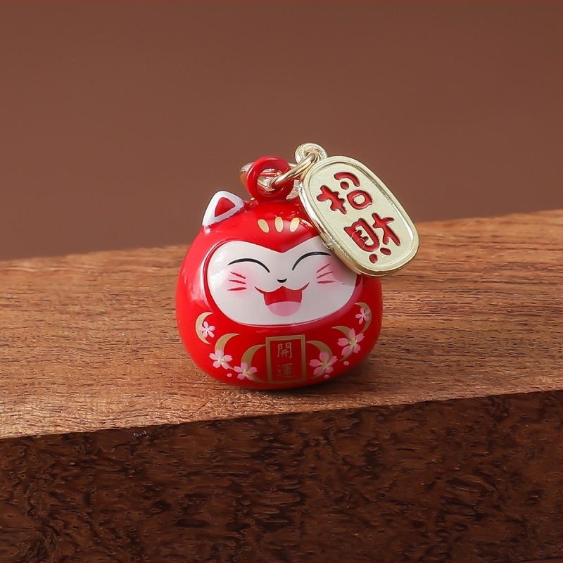 Pandant pentru rucsac cu Maneki-Neko Omamori, clopot de apă, metal, stil tradițional — cadou ideal pentru nunți, zile de naștere și absolvire