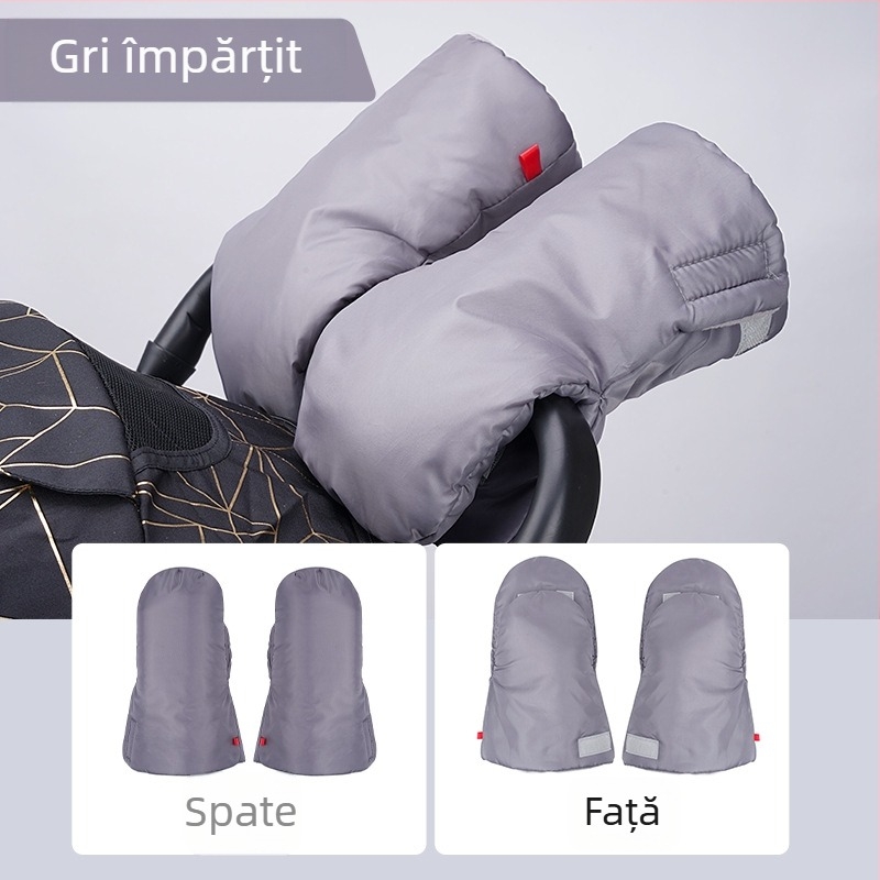 Husă pentru mânerul căruciorului de bebeluș – rezistent la vânt, căptușită cu fleece, materiale: Oxford cloth / lână de miel