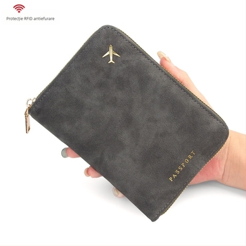 Carcasă pentru pașaport și documente | Material PU, căptușeală PU, Unisex, Stil de călătorie lejer, Depozitare și protecție împotriva furtului, Primăvara 2025