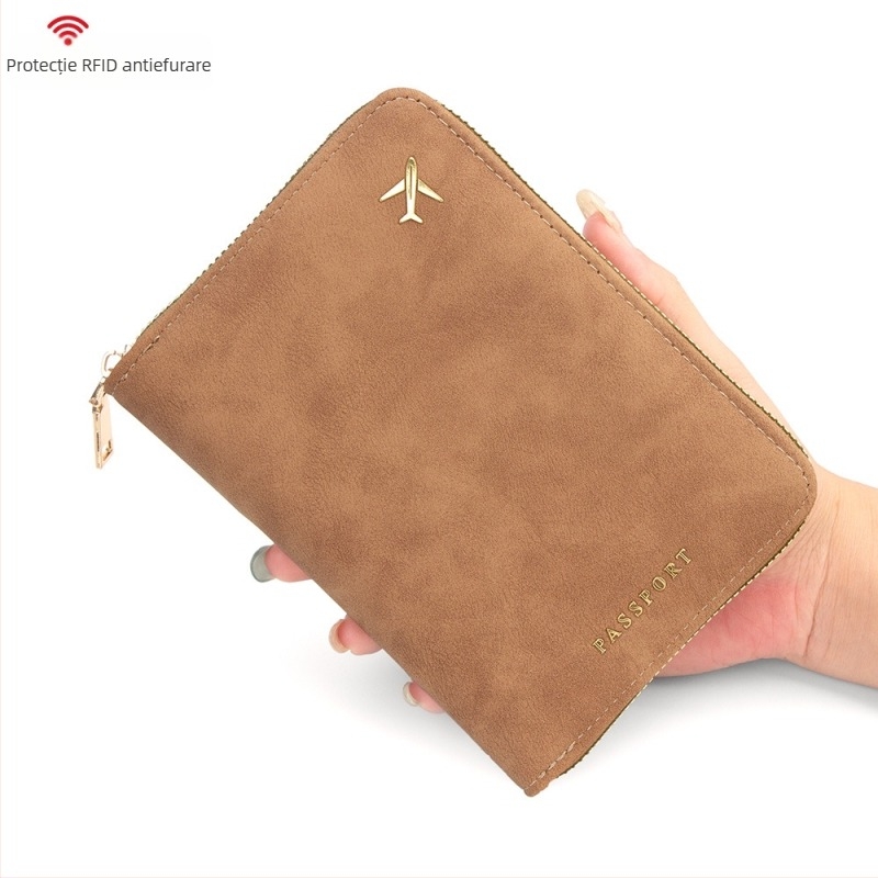 Carcasă pentru pașaport și documente | Material PU, căptușeală PU, Unisex, Stil de călătorie lejer, Depozitare și protecție împotriva furtului, Primăvara 2025