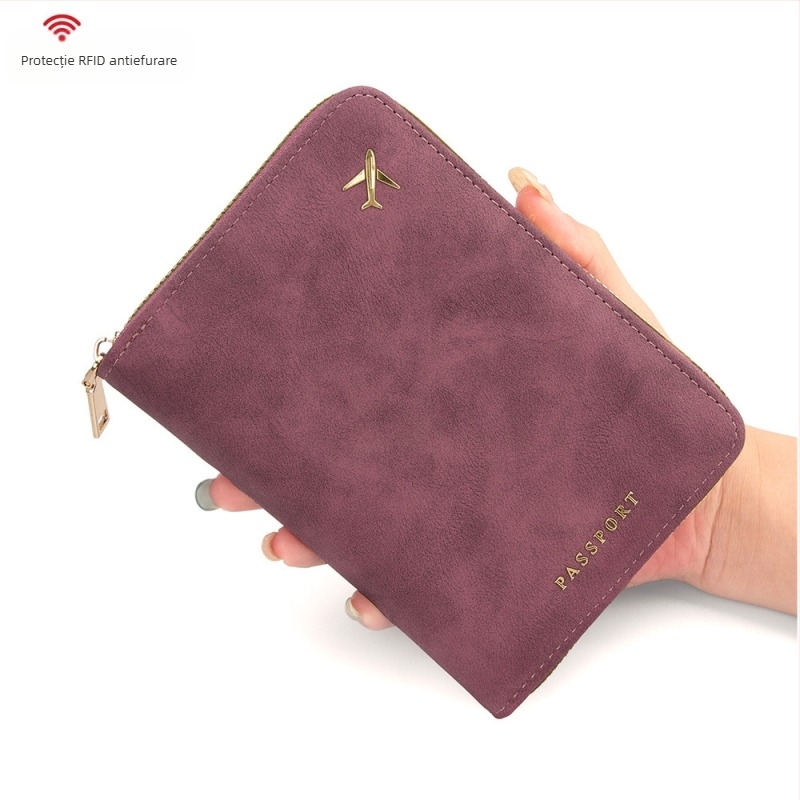 Carcasă pentru pașaport și documente | Material PU, căptușeală PU, Unisex, Stil de călătorie lejer, Depozitare și protecție împotriva furtului, Primăvara 2025