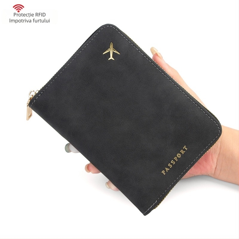 Carcasă pentru pașaport și documente | Material PU, căptușeală PU, Unisex, Stil de călătorie lejer, Depozitare și protecție împotriva furtului, Primăvara 2025