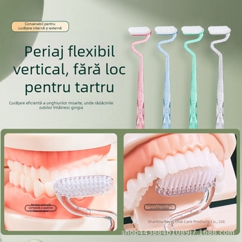 Periuță de dinți manuală, Hommes 616, pentru adulți, peri moi, design vertical de tip S, 360° din trei fețe