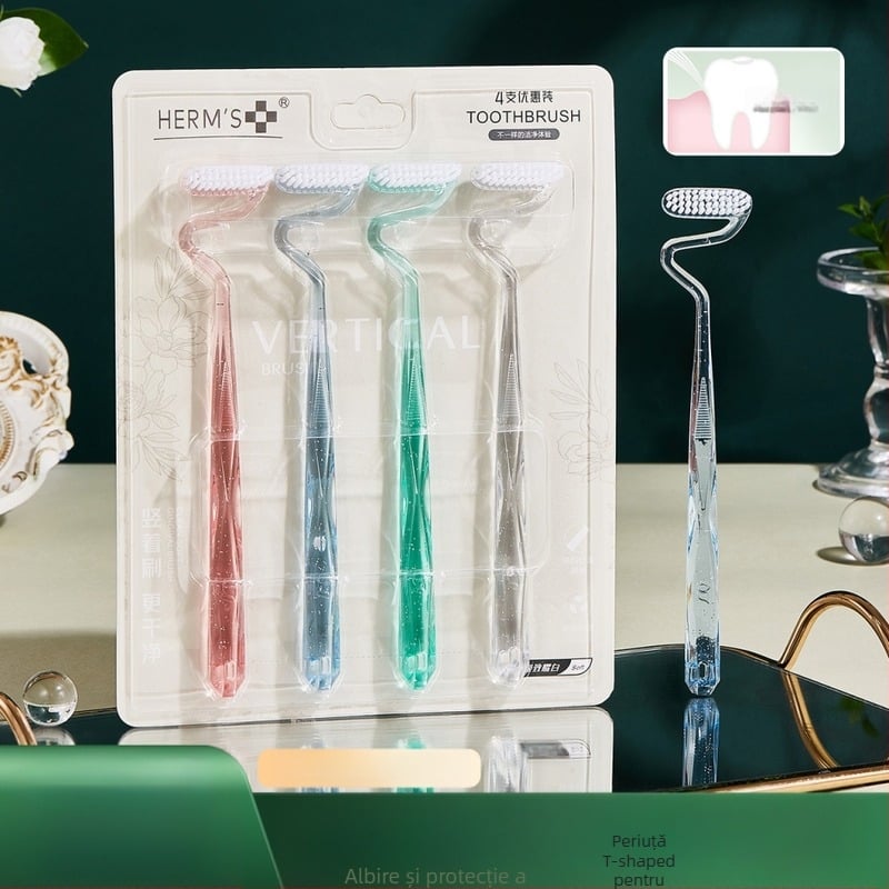 Periuță de dinți manuală, Hommes 616, pentru adulți, peri moi, design vertical de tip S, 360° din trei fețe