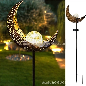 Lampa solară de grădină cu lună decupată din fier forjat – LED 0.5W, IP65, 6–12h, Model LZBK-TY-23001