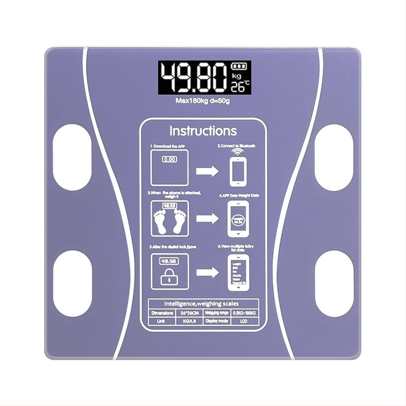 Cântar digital de greutate, măsoară greutatea, grăsimea, caloriile și umiditatea, 180 kg max, încărcare USB sau 7 baterii, CE/FCC certificat