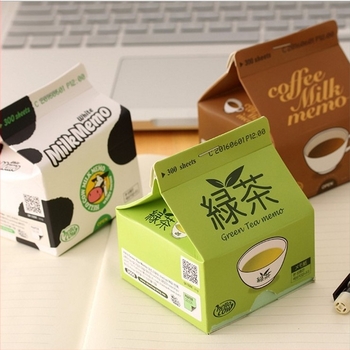 Note autoadesive în design de cutie de lapte, stil coreean drăguț, hârtie îngroșată, autoadezive, portabile