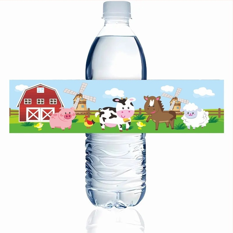 Etichetă pentru sticlă de apă minerală, stil desen animat, material din hârtie, pull-flag, accesorii pentru aranjarea scenei