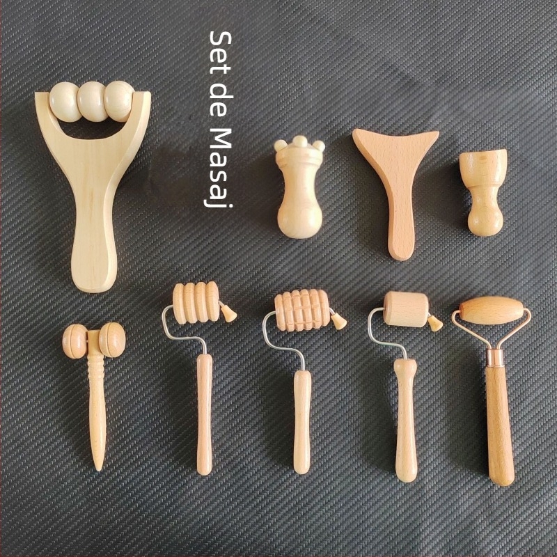 Masajer pentru spate, corp întreg — umeri și spate, roller multifuncțional, lemn fag (Brand: Zuo zhi; Material: lemn fag; Control: mecanic)