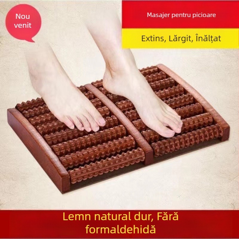 Masajer din lemn pentru talpă, tip roller, bile acupunctate, masaj pentru talpă și gambe, uz casnic
