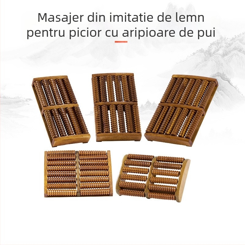 Masajer din lemn pentru talpă, tip roller, bile acupunctate, masaj pentru talpă și gambe, uz casnic
