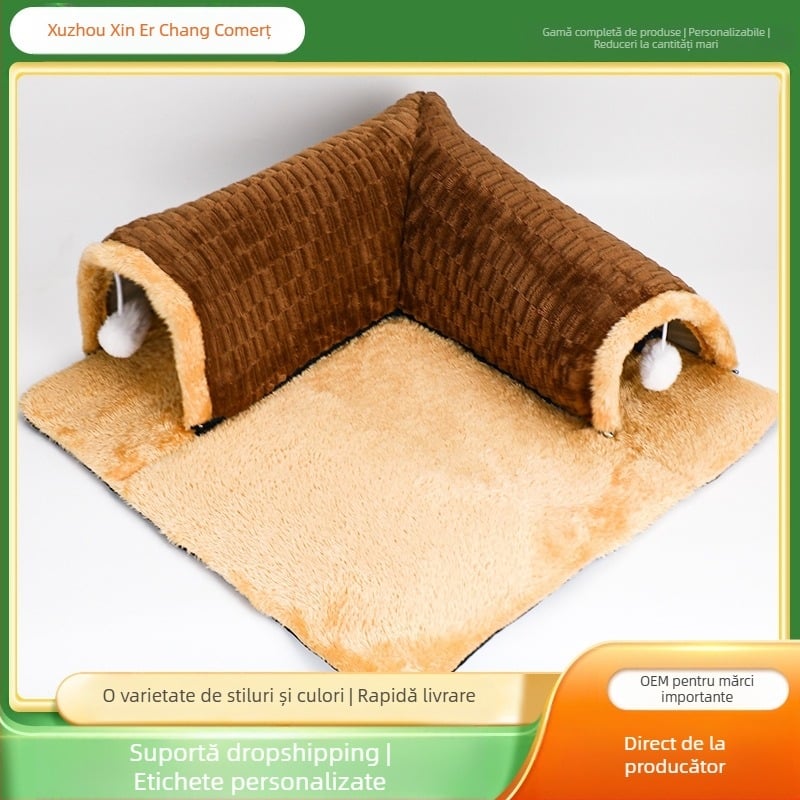 Tunel pentru pisici – joacă și somn | Material Shu velvet | Cuib pentru pisici | Brand Xinerchang Trading