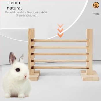 Prăjină de sărituri din lemn pentru animale de companie mici — prăjină de antrenament detașabilă pentru iepuri și porcușori de Guinea
