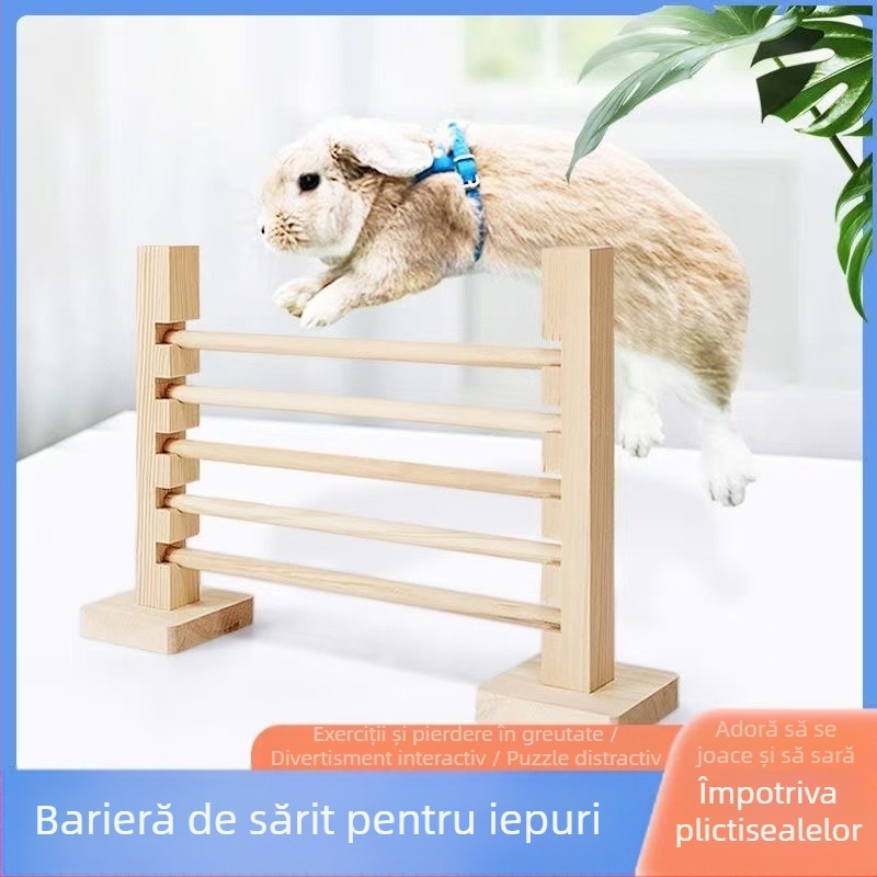 Prăjină de sărituri din lemn pentru animale de companie mici — prăjină de antrenament detașabilă pentru iepuri și porcușori de Guinea