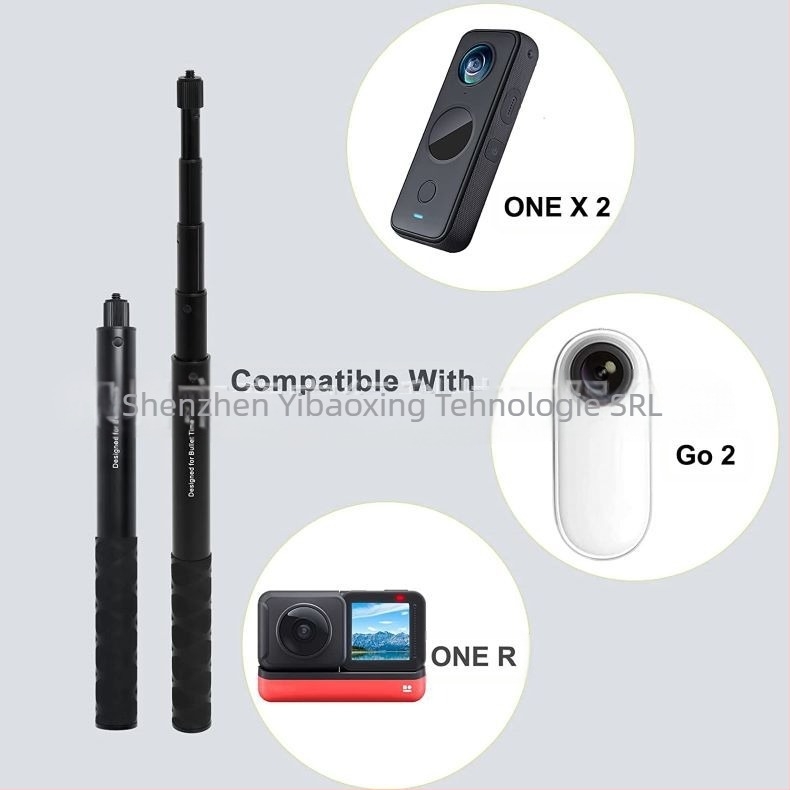 Selfie-stick invizibil, antiderapant, pliabil, compatibil cu Insta360 ONE X3, ONE X2, ONE R și GoPro, din aliaj și carbon