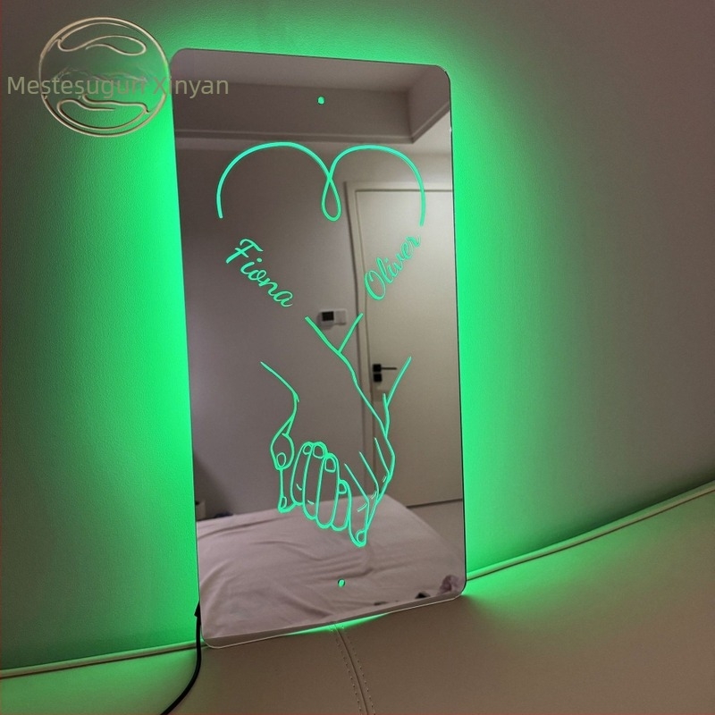 Accesorii DIY pentru bijuterii - Nume personalizat gravat, Oglindă acrilică luminoasă, Iarna 2024, Xinyan Crafts