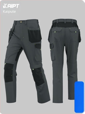 Pantaloni de lucru pentru mecanic, cu buzunare multiple, rezistenți la uzură, întăriți, care evacuează umezeala, 100% poliester