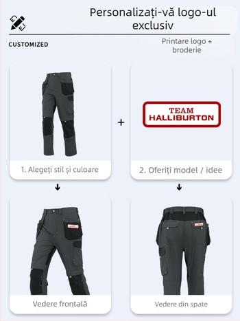 Pantaloni de lucru pentru mecanic, cu buzunare multiple, rezistenți la uzură, întăriți, care evacuează umezeala, 100% poliester