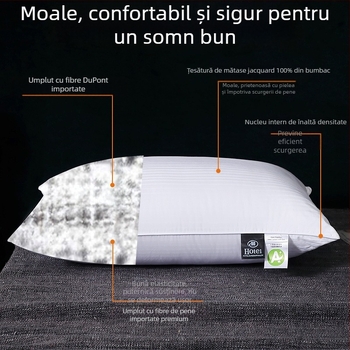 Perna dreptunghiulară cu husă din bumbac pur, umplutură din fibră cu nouă găuri (100%), fibră antibacteriană, personalizare disponibilă