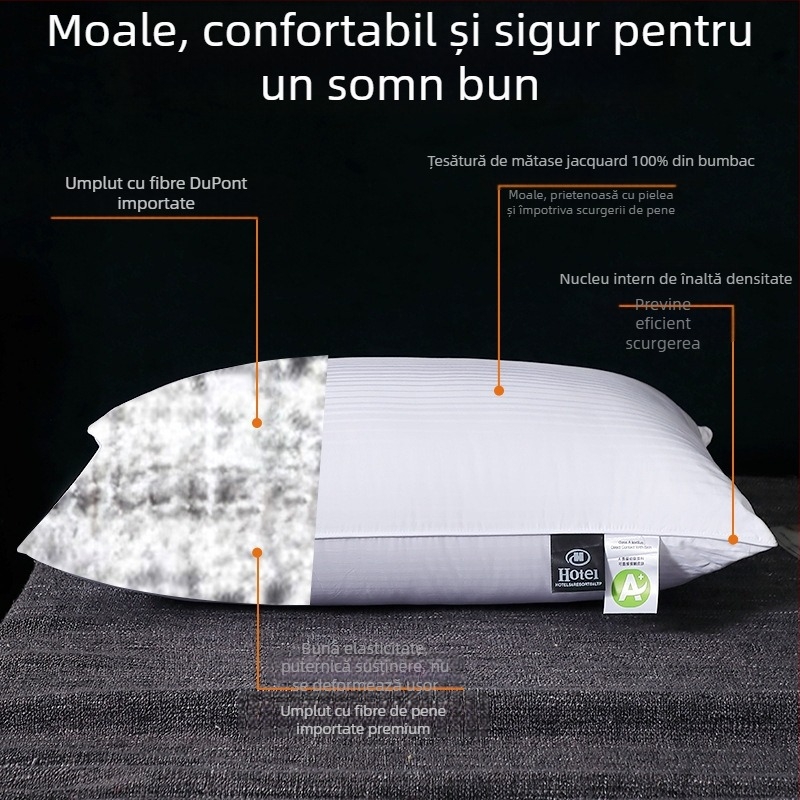 Perna dreptunghiulară cu husă din bumbac pur, umplutură din fibră cu nouă găuri (100%), fibră antibacteriană, personalizare disponibilă