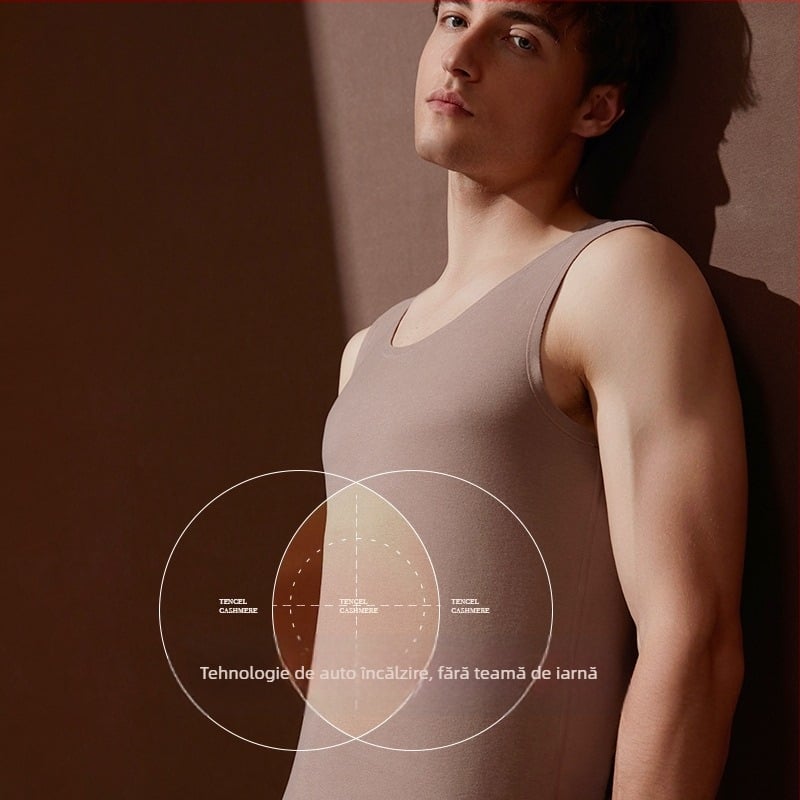 Vestă termică, autoîncălzire, Lyocell-cashmere, grosime 251-300 g/m², fără cusături, guler rotund