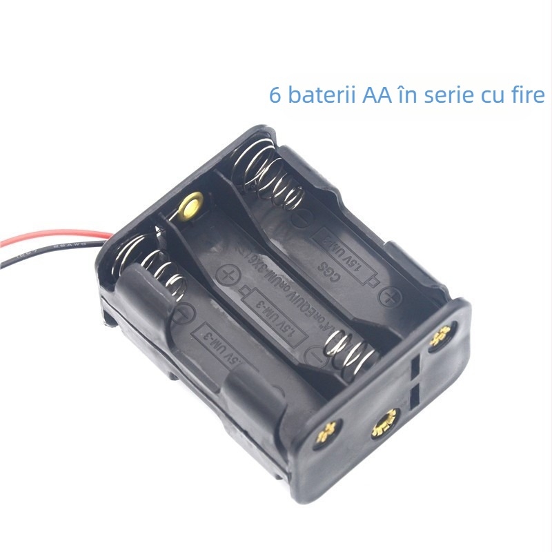 Cutie pentru baterii bidirecțională cu șase compartimente și fire